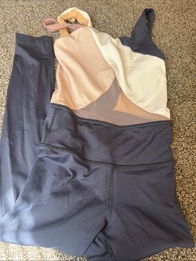 Colorblock Athletic Jumpsuit in Navy and Blush